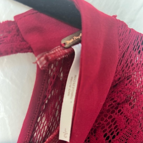 Free People It’s Now or Never Wine Red Lace bodycon dress size L - Picture 5 of 8